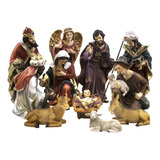 Presépio Natalino Imagem Religiosa Em Resina 11 Peças 29 Cm Cor Colorido