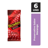 Preservativo Lubrificado Morango Blowtex Pacote 6 Unidades