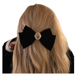 Presilha Cabelo Veludo Luxo Preta Laço Grande Premium Alemão
