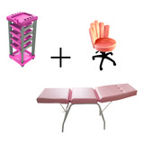Presilha Kit Maca Salão Rosa Carrinho Estética Mocho