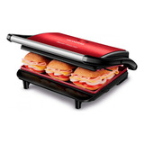 Press Grill E Sanduicheira Mondial 1000w 127v Vermelho inox