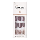 Press On Nails Impress Flawless Grey Short Squoval 30 Nails