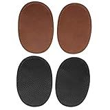 Prettyia 4 Peças De Couro Oval Cotovelo Joelho Remendos DIY Decoração De Costura Para Roupas Marrom   Preto