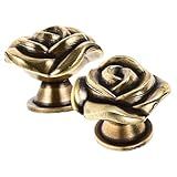 PRETYZOOM 2 Maçanetas De Porta De Armário De Cozinha Vintage Puxador De Guarda Roupa De Metal Rosas Puxadores De Gaveta De Metal Orifício único Delicado Móveis Domésticos Rosa Vintage Puxador De