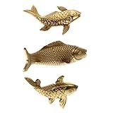 PRETYZOOM 9 Pcs Pure Copper Fish Ornament Desktop Adornment Golden Dragon Fish Home Decoration Desk Topper Fish Adornment Decoration For Home The Office Decor Lucky Brass 3D Decorations