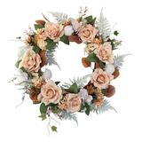 Primavera Rosa Artificial Coroa De Flores Para A Porta Da