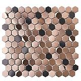 Primoon Azulejo De Mosaico De Cobre Hexagonal  Folhas De Mosaico De 6 Mm De Espessura  Mosaicos Hexagonais Montados Em Malha  Bronze  Cobre  Preto  Azulejos  Para Cozinha  Backsplash  Banheiro 