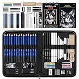 Prina Pacote Com 50 Kit De Esboço Suprimentos De Esboço Com Caderno De Desenho De 3 Cores Lápis De Grafite E Carvão Kit De Desenho Profissional Para Artistas Adultos Adolescentes E Crianças 