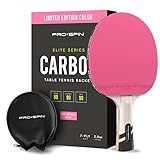 PRO SPIN Raquete De Pingue Pongue   Cor Rosa Edição Limitada   Raquete De Tênis De Mesa De Fibra De Carbono Premium   Lâmina De 7 Camadas De Qualidade Profissional  Borracha Profissional Esponja  Capa