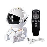 Projetor De Luz Da Galáxia Do Astronauta - Projetor De Céu Estrelado De Astronauta - Night Light Com Céu Estrelado E Controle Remoto- Estimula A Imaginação E A Criatividade Das Crianças Comfrey