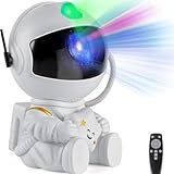 Projetor De Luz Da Galáxia Do Astronauta Luz Noturna LED Com Céu Estrelado- Aurora- Controle Remoto- Decoração Infantil Criativa -Branco Com Estrela-
