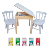 Promoção! Mesa Mesinha Infantil Baú Madeira Com 2 Cadeiras
