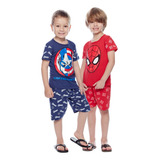 Promoção 2 Pijama Curto Infantis Juvenis Verão Manga Curta