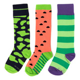 Promoção 3 Pares Meias Infantil Bebê 3 4 Listras Arco íris