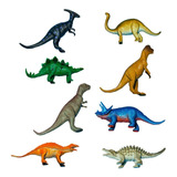 Promoção 8 Dinossauros Borracha Miniatura Triceratopos T rex