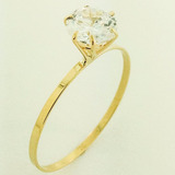 Promoção Anel Noivado Solitário Zircônia 6mm Em Ouro 18k 750