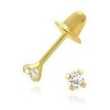 Promoção Brinco Ouro18k 3mm Infantil 2o Furo Bebê Recém Nasc