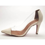 Promoção Sapato Scarpin Transparente Vinil Salto Alto 8 Cm