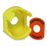 Proteção Guarda Alta Botão Emergência 22mm Com Placa Adesiva