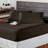 Protetor Colchão Capa Impermeável Cama Queen 1 Peça Branco Cor Marrom escuro