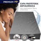 Protetor Colchão Impermeável Capa Protetora Solteiro Antialérgica Silenciosa Grafite