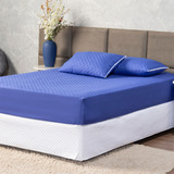 Protetor De Colchão Capa Casal Box Azul Texfine Ultrassônico Matelada Impermeável Antiácaro