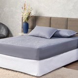 Protetor De Colchão Tecnológico Matelado Ultrassônico Impermeável Queen Antiácaro Capa Conforto E Proteção Theovitex Cinza