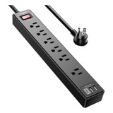 Protetor De Sobretensão Power Strip De 6 Pés Cabo De Exten