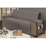 Protetor De Sofá Impermeável 3 Lugares King Liso Dupla Face Tecido Microfibra Cinza Preto Mr Enxovais