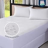 Protetor Impermeável Para Colchão Premium SUPER SILENCIOSO Tecido Jacquard 100 Impermeável Estilo Americano Lateral Em Malha Queen Branco 