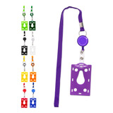 Protetor porta Bilhete Único Com Cordão Retrátil Roller Clip Cor Roxo