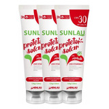 Protetor Solar Fps30 C repelente Sunlau 120g Kit C 3 Uni