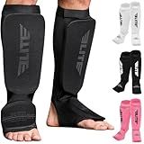 Protetores De Canela De Kickboxing Muay Thai MMA Da Elite Sports Protetores De Canela Para Crianças E Adultos All Black L XL