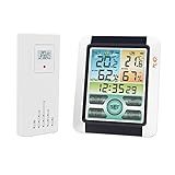 Pruie Higrômetro Interno Externo Sem Fio Termômetro Temperatura Umidade Exibição Monitor Digital Previsão Do Tempo Estação Relógio Despertador Atômico Com Tela Sensível Ao Toque Luz De Fund