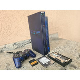 Ps2 Fat Playstation 2 Fat Midnight Blue Lindo Demais C Hd Interno Lotado C Controle Original Azul Ps2 Azul Ps2 Blue Fat Japones Leitor 100 