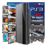 Ps3 Console Playstation 3 Super Slim Com 2 Controles 80 Jogos Gta Minecraft Fifa Pes