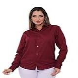 Pthirillo Camisa Social Feminina Manga Longa Slim Vinho Tamanho M Cor Vinho