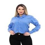 Pthirillo Camisa Social Feminina Premium Tipo Linho Azul Tamanho P