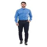 Pthirillo  KIT Masculino 2 Peças  Calça Sarja Esporte Fino Azul Marinho E Camisa Social Premium Tipo Linho Azul Tamanho 40