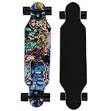 Puente Maple Longboard  ABEC 9 Rolamentos De Liga De Aço Cromado  8 Camadas De Bordo Do Nordeste  Skate Profissional De 4 Rodas Longboard Padrão Alienígena Para Adultos