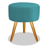 Puf Puff Para Sala E Hall De Entrada Redondo Azul Tiffany