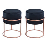 Puff Argola De Ferro Kit Com Duas Unidades Veludo Soft Luxo