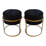 Puff Argola De Ferro Kit Com Duas Unidades Veludo Soft Luxo