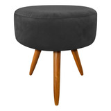 Puff Banqueta Berlim Redondo Suede Preto D rossi