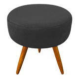 Puff Banqueta Berlim Redondo Triangulo Pés Castanho Cor Preto