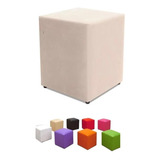 Puff Banqueta Cubo Couro Quadrado Decorativo