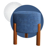 Puff Banqueta Decorativa Linho Pés Madeira Envio Imediato