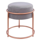 Puff Banqueta Redondo Decorativa Macio Luxo Old Cor Rose Gold Cinza