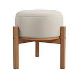 Puff Banqueta Redondo Decorativo Chão Quarto Sala Apoio Pés Multifuncional Mesa Pill No Linho Areia