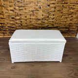 Puff Baú Organizador Fibra Sintética Assento Napa 60x 30x 30